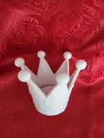 Weisser Kerzenständer Krone Shabby chic Landhaus, 10 cm hoch