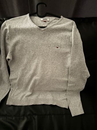 Tommy Hilfiger Pullover V-Ausschnitt Grau Gr. M Herbst Winte