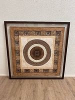 Vintage Ethno Relief Wandbild mit Verglasung 115 x 115 cm