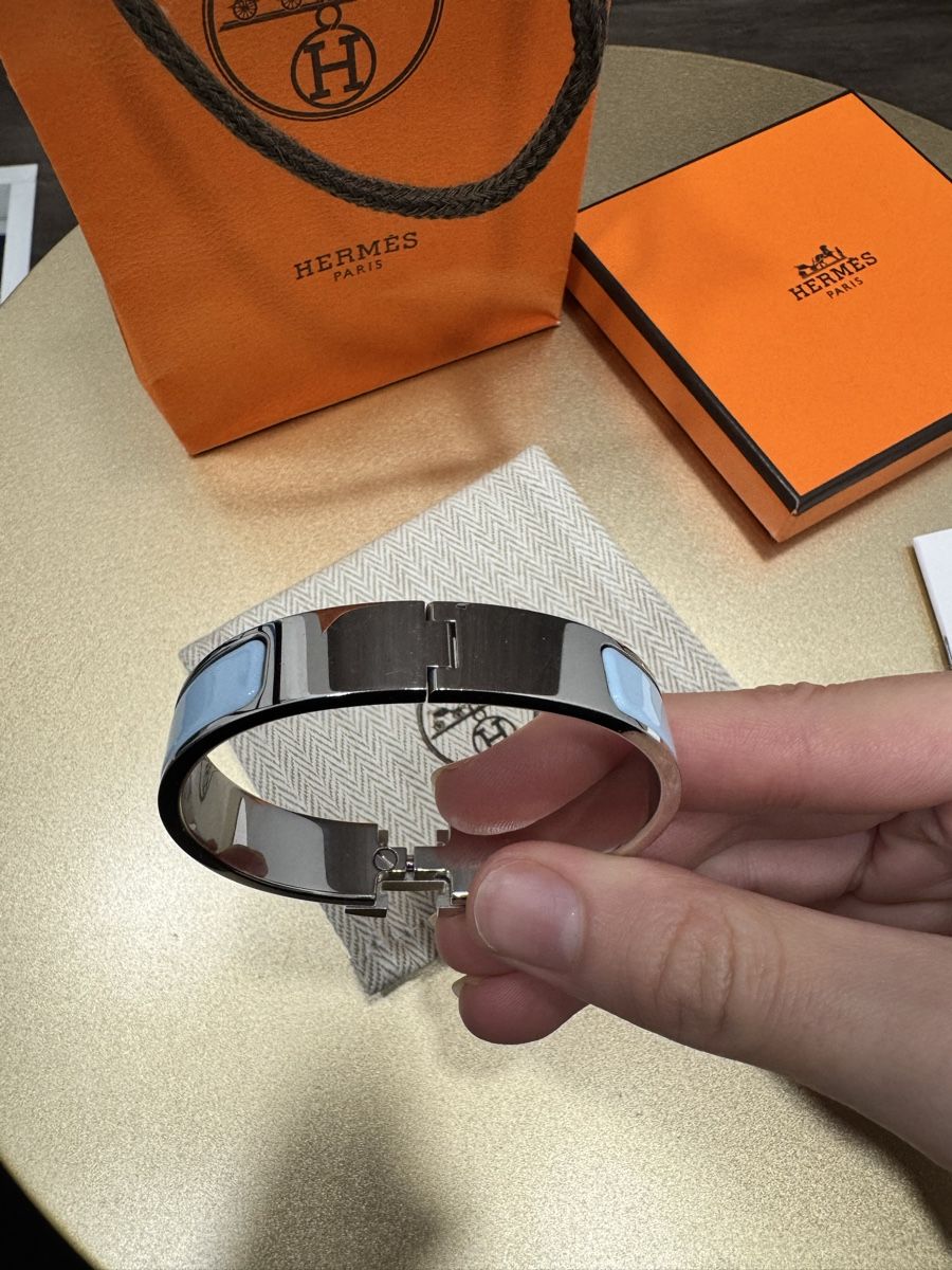 Hermès Bracelets: Hermès Clic H Bracelet - Pale Blue & Silver – Neuf (Voir description) à Thonex par Lux_brands01 6