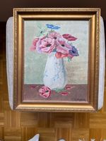 Tableau Fleurs dans un vase, peinture signée, cadre doré