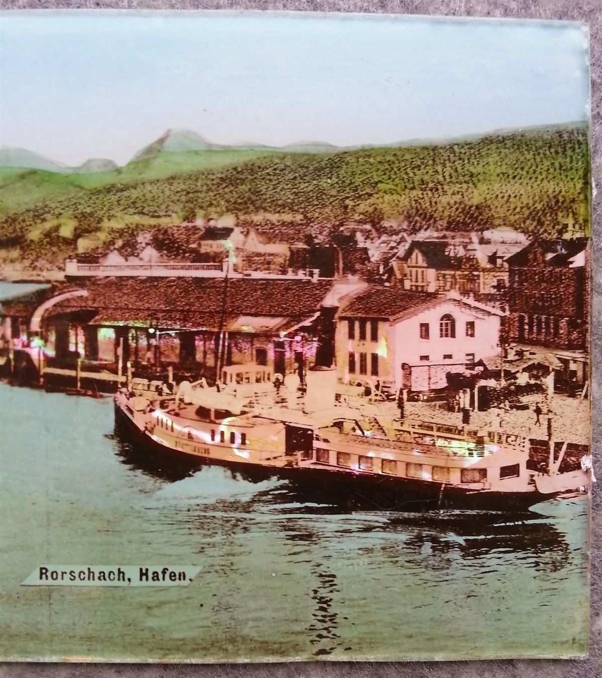 Grafiken & Lithographien: RORSCHACH HAFEN - Glasbild Chromlithographie, um 1900 – Gebraucht aus Oberriet SG von ganesh435 4
