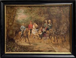 Dipinto antico con carrozza e cavalli - Collezione! (56)