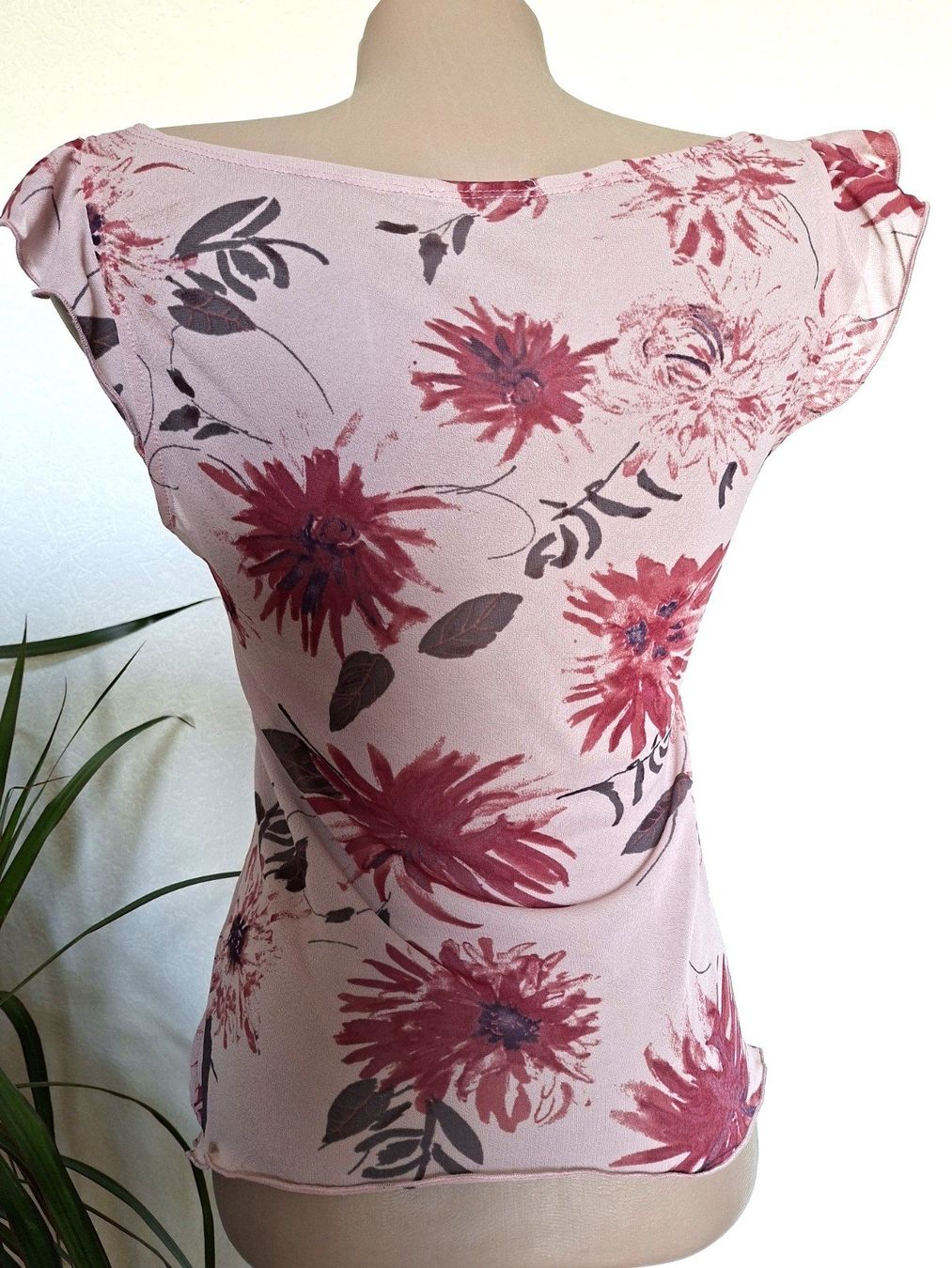 Top: Top drapé rose fleuri – Taille S – Usato da boudry venduto da Let_20 2