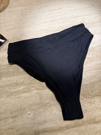 Bikini Bottoms black ribbed high waist 38