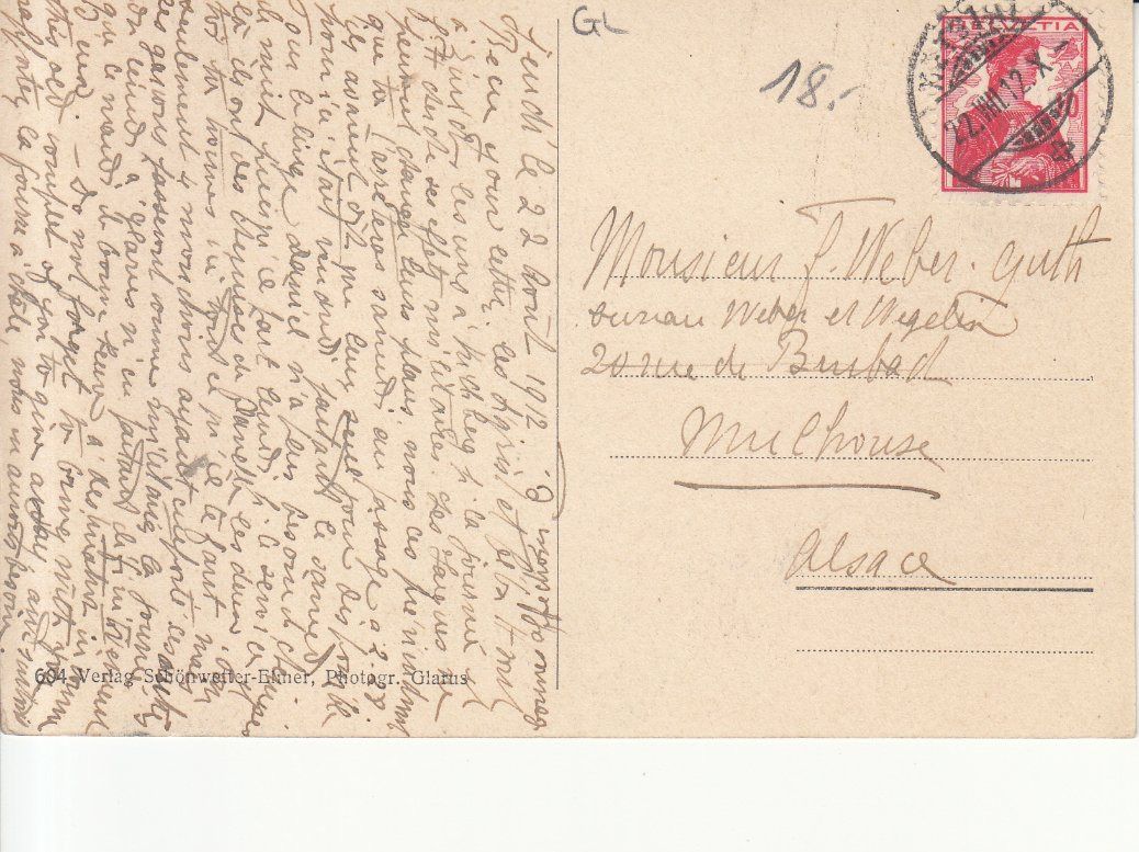 Cartoline postali: Netstal mit Wiggis 1912 – Usato da Bürglen TG venduto da StampGraf 1