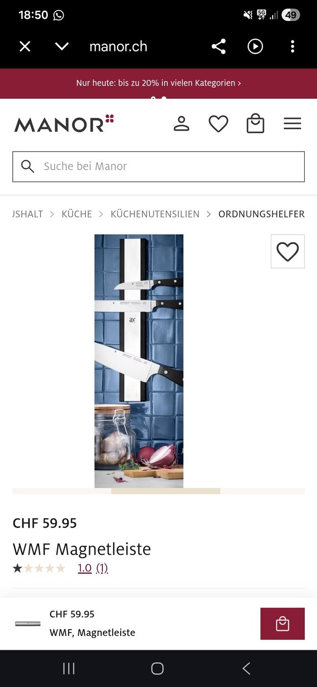 WMF Elettrodomestici da cucina: Magnetleiste für Messer – Nuovo e nell'imballaggio originale da Zug venduto da nic_wlj8 2