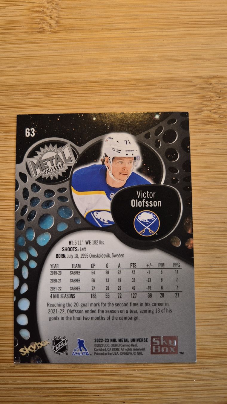 NHL Carte collezionabili: NHL Buffalo Sabres Victor Olofsson – Usato da Bellach venduto da paedu-1980 1