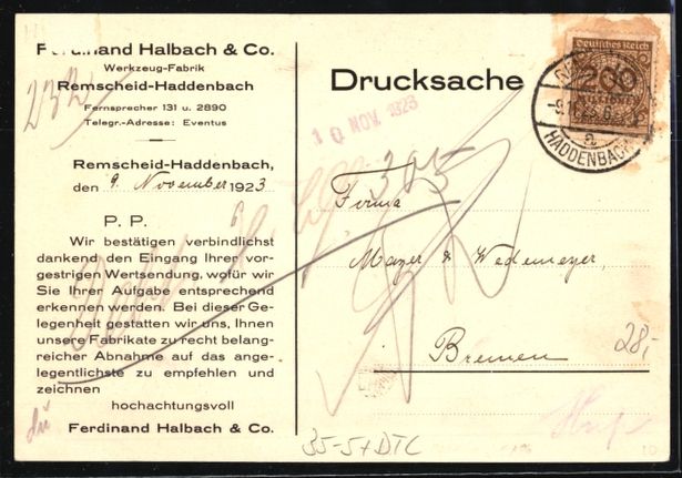 Werbeartikel: Remscheid-Haddenbach /Goldenberg, Ferdin – Gebraucht aus Berlin von bartko-reher 1