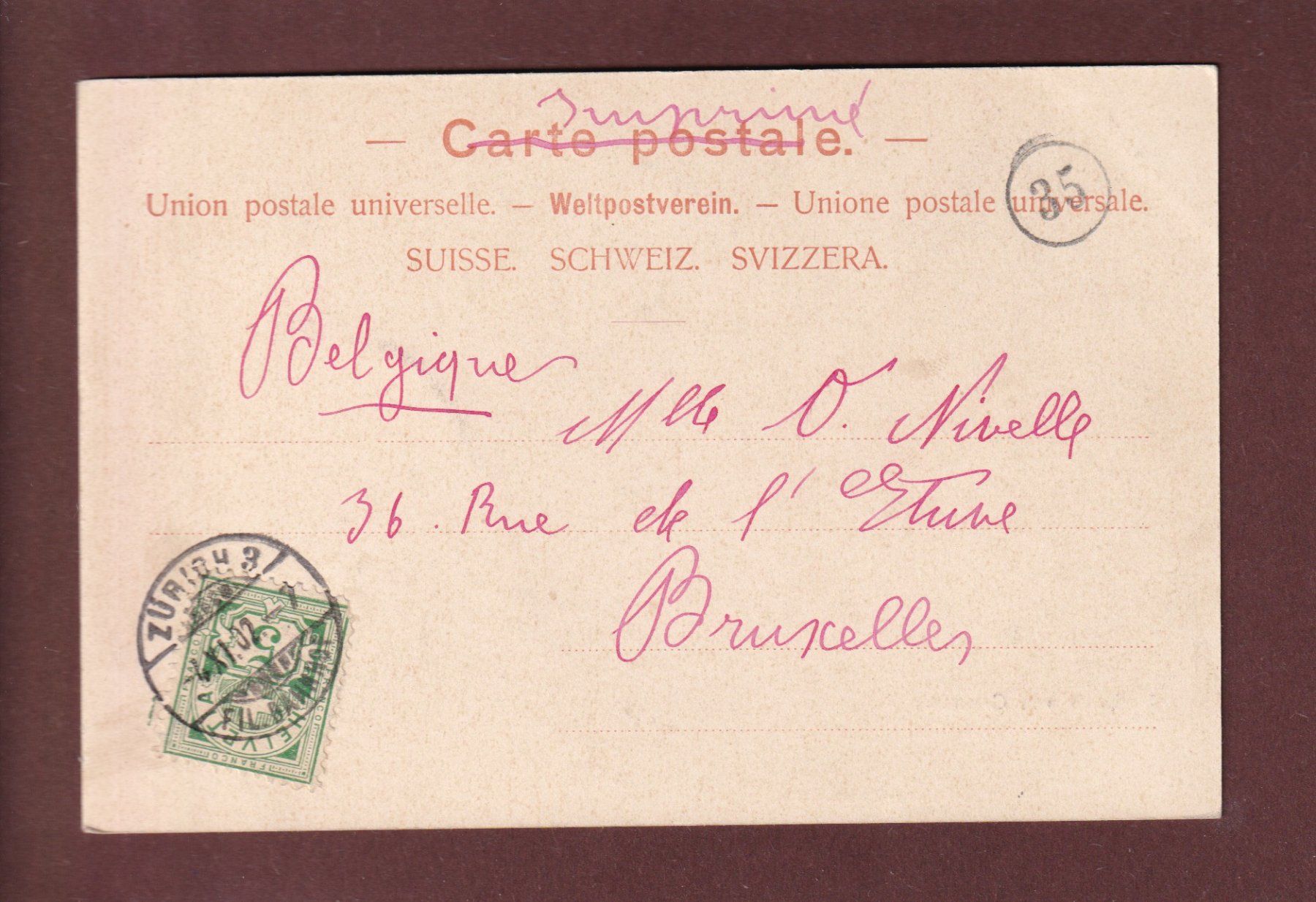 Cartoline postali: Blick von CRESTALTA - 1902 – Usato da Pully venduto da nicecards 1