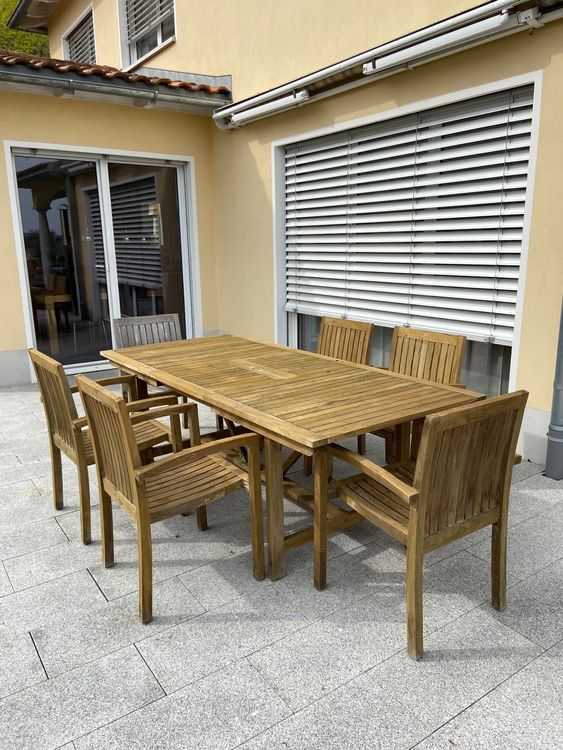Teakholz Gartentisch zum Ausziehen Kaufen auf Ricardo