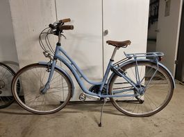 Bergwerk Retro-Damenvelo, hellblau, mit Brooks-Ledersattel