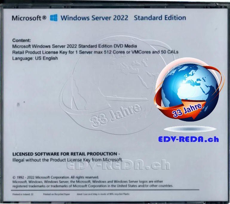 Software: Windows Server 2022 Standard 64 CPU-Kerne und 50 CALs – Nuovo (secondo la descrizione) da Langenthal venduto da Reda 2