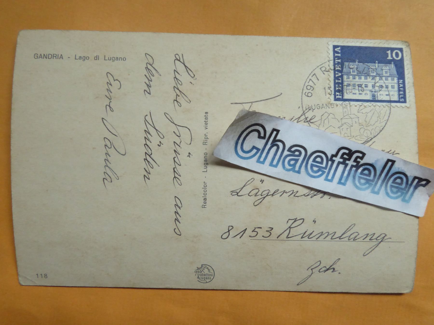 Cartoline postali: Gandria - Lago di Lugano – Usato da Zürich venduto da Chaeffeler 1