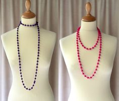Longs colliers sautoirs – violet et rose