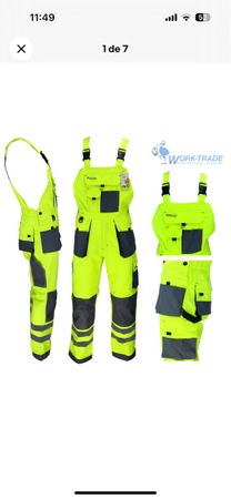 Arbeitshose Latzhose  Berufskleidung Gelb Grau Gr. 46