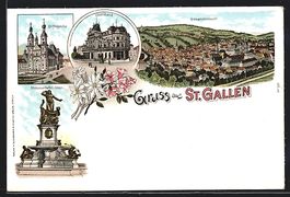 Litho St. Gallen, Unionbank, Stiftskirch