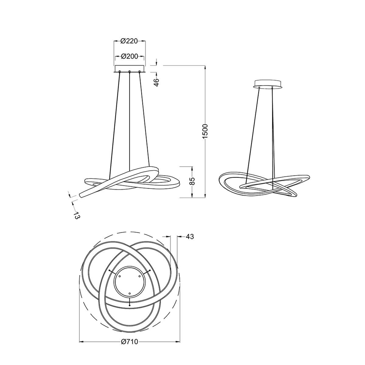 Lampadari & plafoniere: LED Pendelleuchte, Anthrazit, 71 cm Ø – Nuovo (secondo la descrizione) da Kreuzlingen venduto da Smart-Light 3