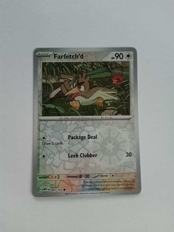 Farfetch'd Porenta REVERSE HOLO Pokemon 151 Mew Acheter sur Ricardo
