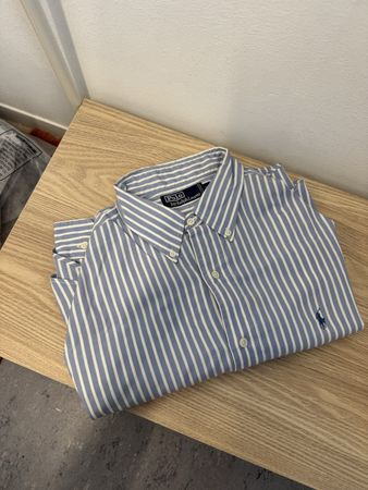 Polo Ralph Lauren Hemd Blau Streifen XL Logo NEU
