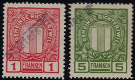 1 + 5 Fr. Fiskalmarken von der Gemeinde RICHTERSWIL