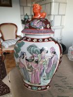 China Deckelvase 40 cm signiert Foo hund