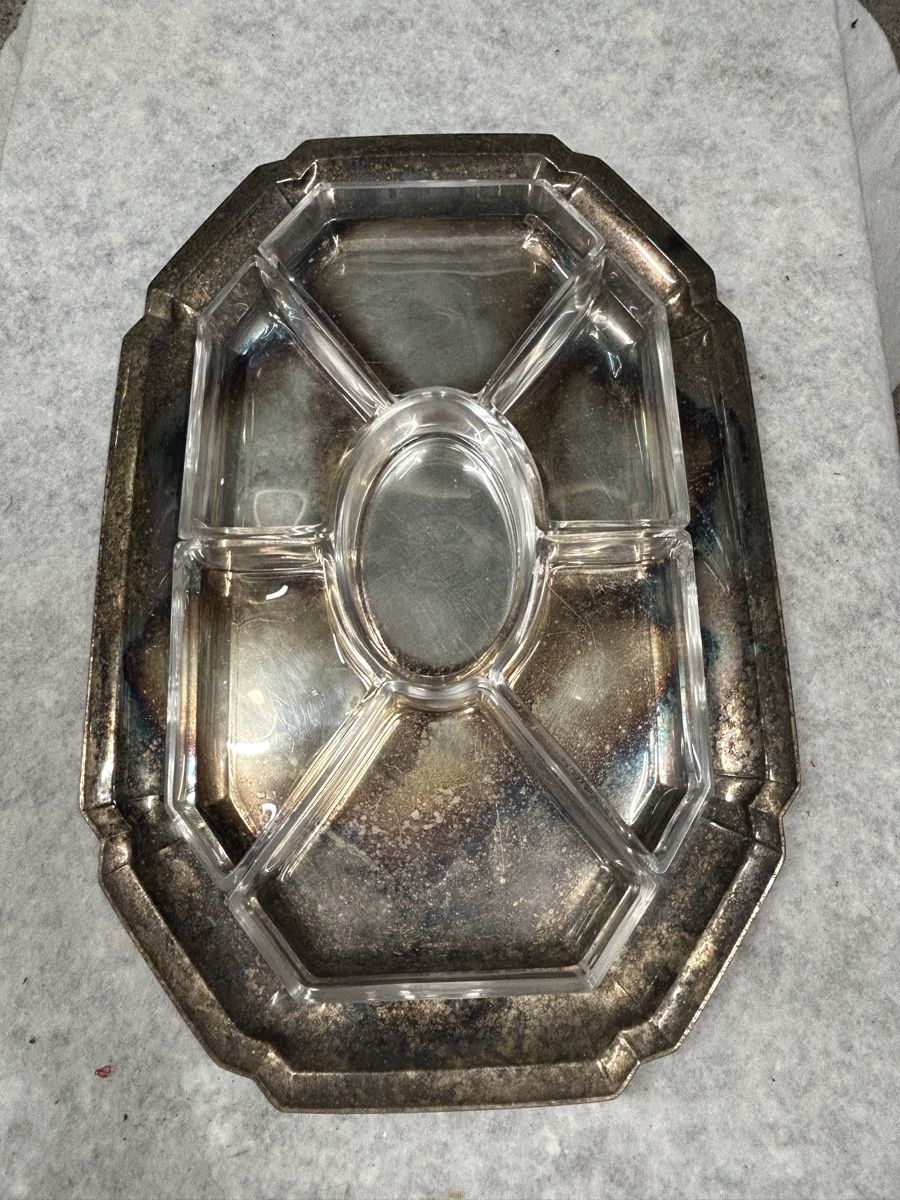 Piatti di portata: Vintage Serviertablett mit Glasschalen, Durchmesser 44cm – Usato da Kehrsiten venduto da fot_55m5