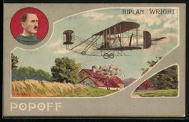 Künstler-AK Biplan Wright et Popoff