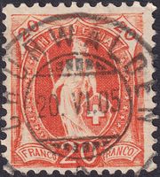 66E (Stehende) mit Vollstempel von CHURWALDEN (GR) sauber.