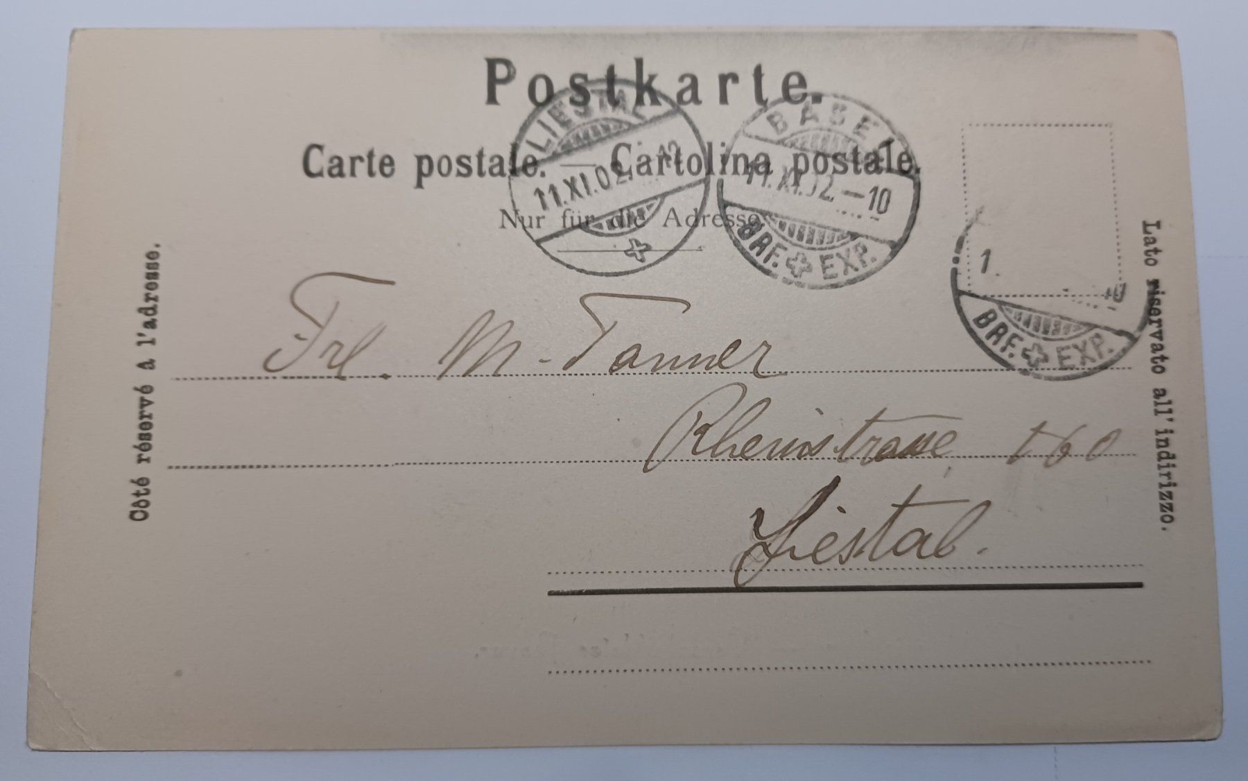 Cartoline postali: Uralt , Lichtdruck , 1902, Liestal, Basel – Usato da Aarau Rohr venduto da mgvw 1