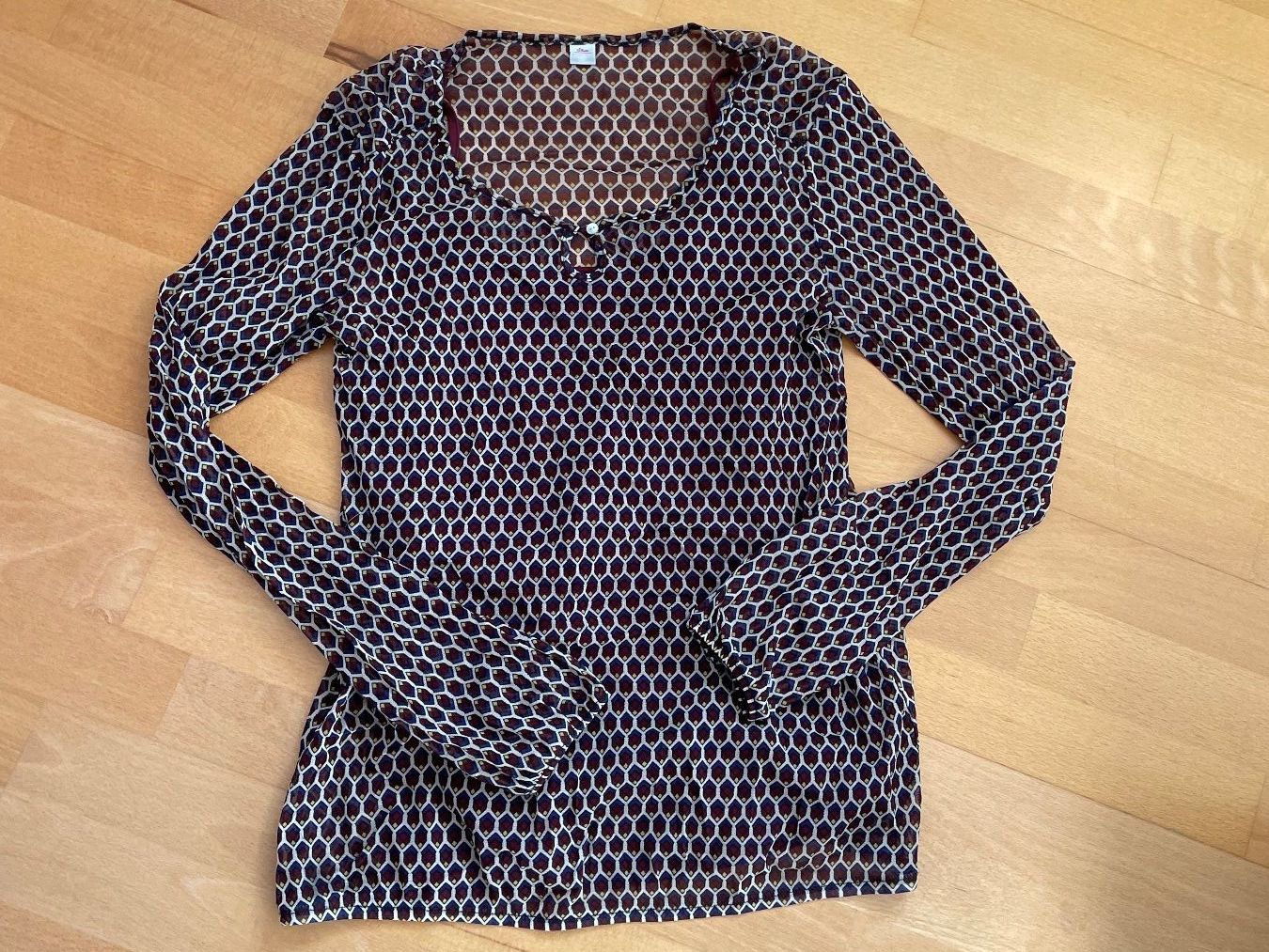 S.Oliver Blusen: S.Oliver Bluse, Grösse 38, Burgund mit Muster, transparent – Gebraucht aus Hubersdorf von JanasHeartTreasures