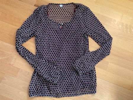 S.Oliver Bluse, Grösse 38, Burgund mit Muster, transparent