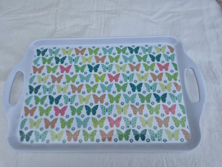 Plateau décoratif avec motif papillons multicolores🦋🦋🦋