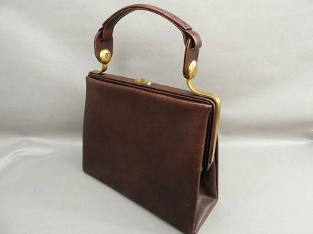 Vintage Handtasche Leder / Messing. Braun