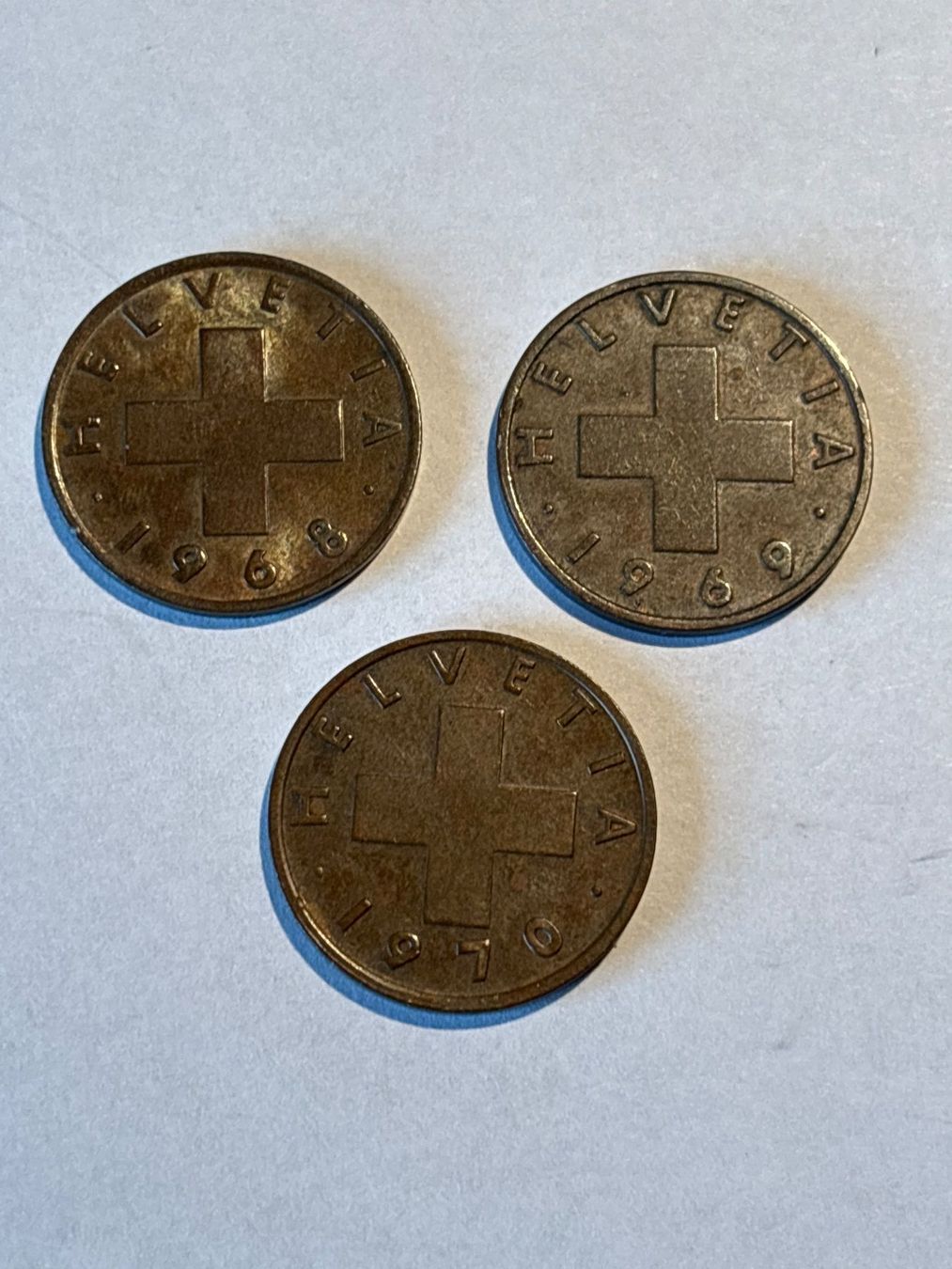 Tutti le monete: 3x 2 Rappen 1968, 1969, 1970 – Usato da Salvenach venduto da Haeseli59