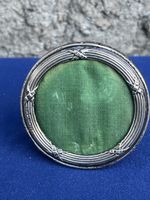 RunderFotorahmen Silber mit gruenem Inlay, antik, 6x4 cm