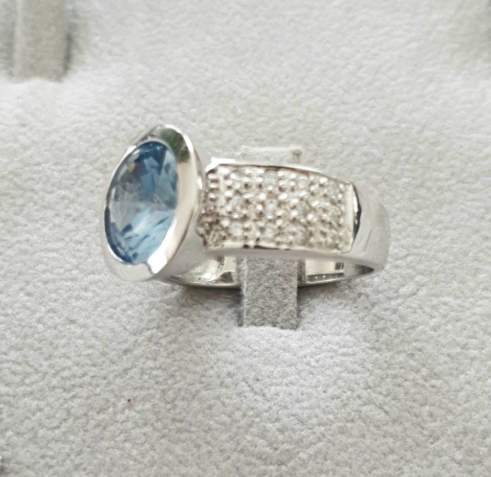 Anelli: Stilvoller Silberring 925 mit Aquamarin - NEU – Nuovo e nell'imballaggio originale da Uetikon am See venduto da Coralreef 3