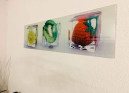 Glasbild Früchte Eiswürfel modernes Design Deko Bild Wandbil