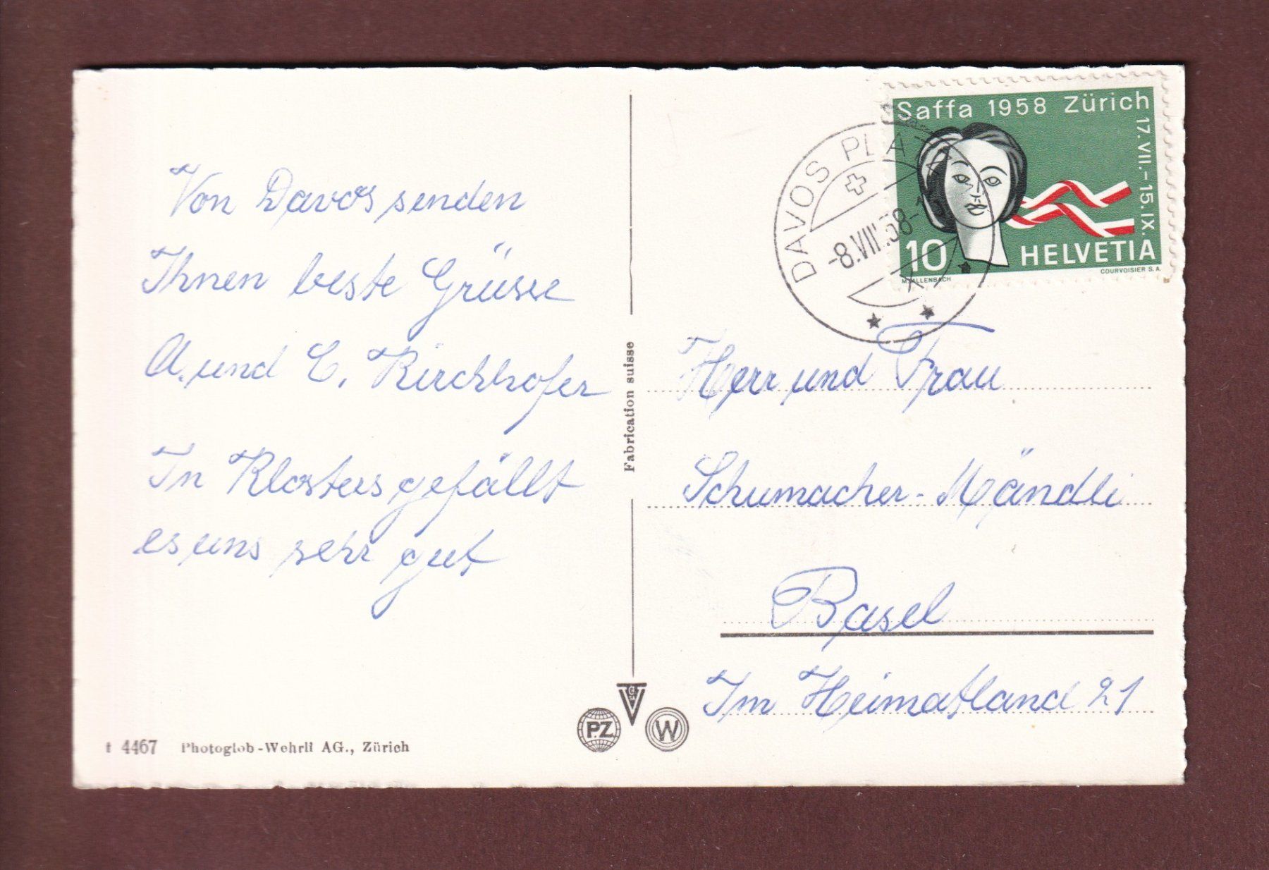 Ansichtskarten: DAVOS - Seehorn - 1958 – Gebraucht aus Pully von nicecards 1