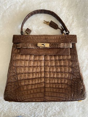Kroko Handtasche Echtleder Vintage 