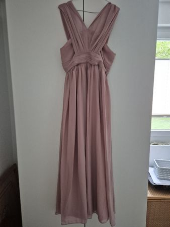Abendkleid lang Chiffon rosa ärmellos guter Zustand