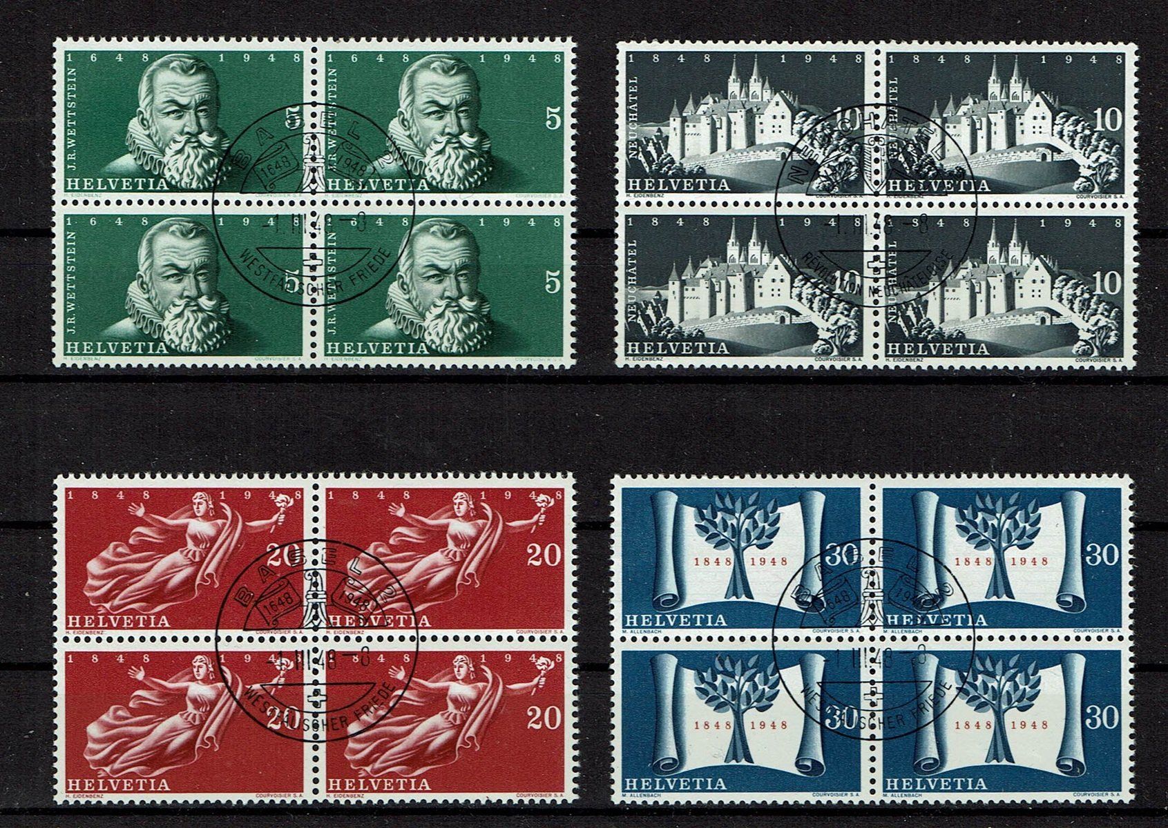 Alle Briefmarken: Propagande 281-284 oblit. centrale Basel 1.III.48 – Gebraucht aus Neuchâtel von yacamoto