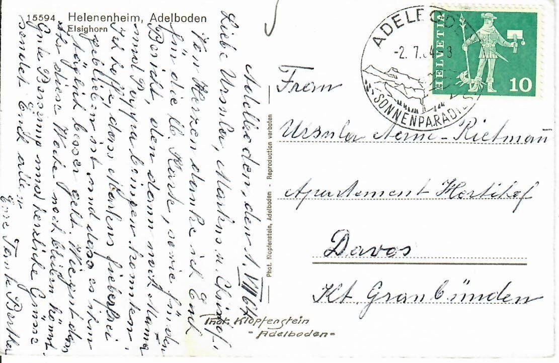 Cartoline postali: Helenenheim Adelboden – Usato da Hochdorf venduto da Ziegel-16 1