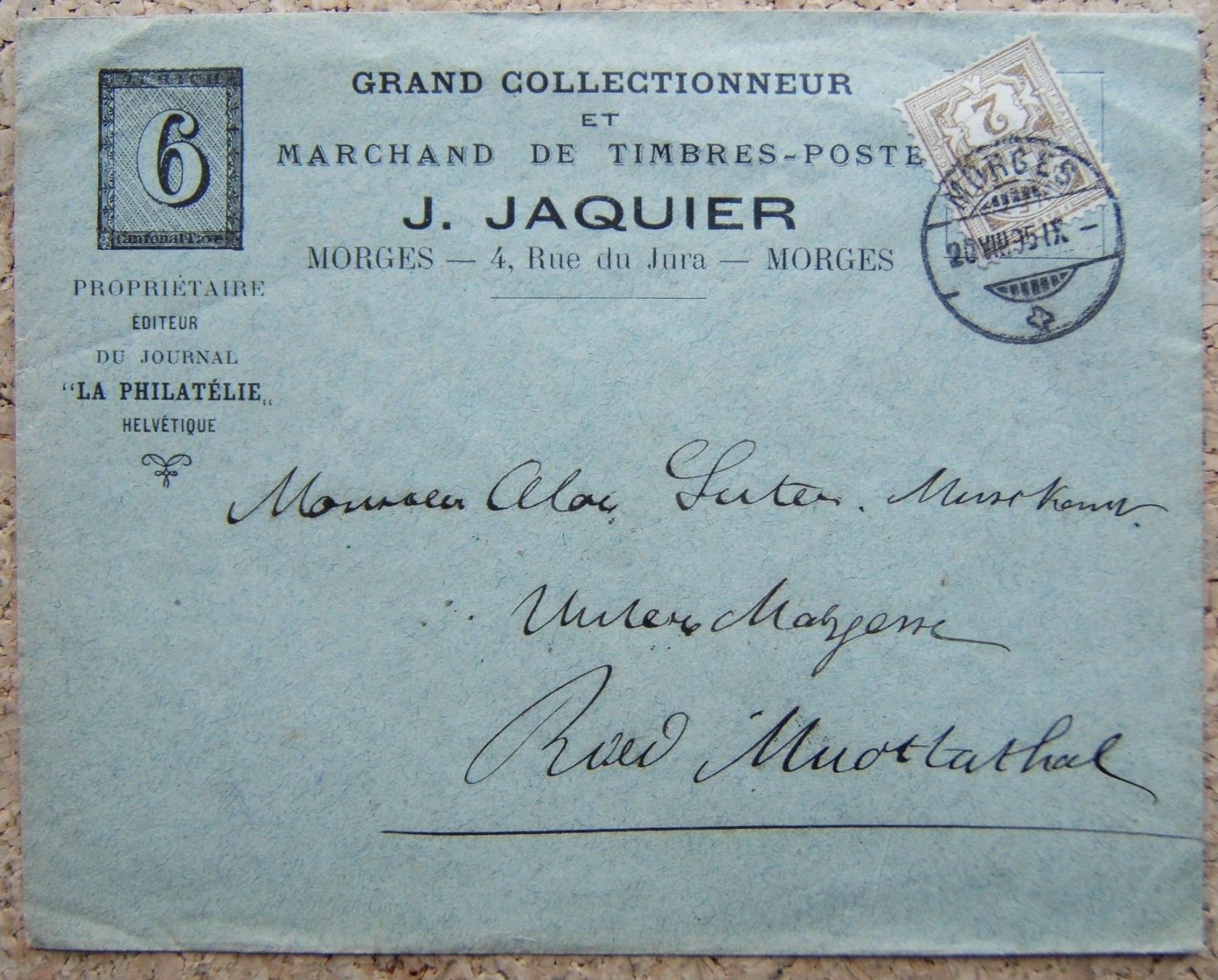 Tous les timbres: BRIEFCOUVERT MORGES - RIED MUOTATHAL 1895 – D'occasion à Brunnen par Nonne04
