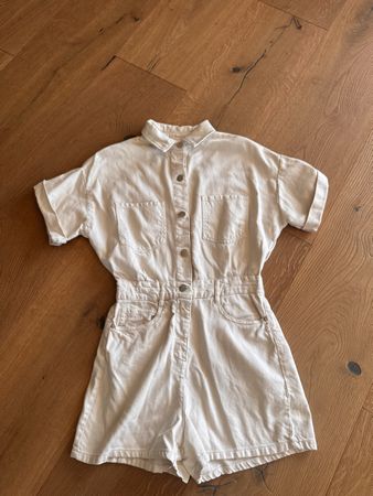 Zara Denim-Jumpsuit in Cremeweiss Gr. M