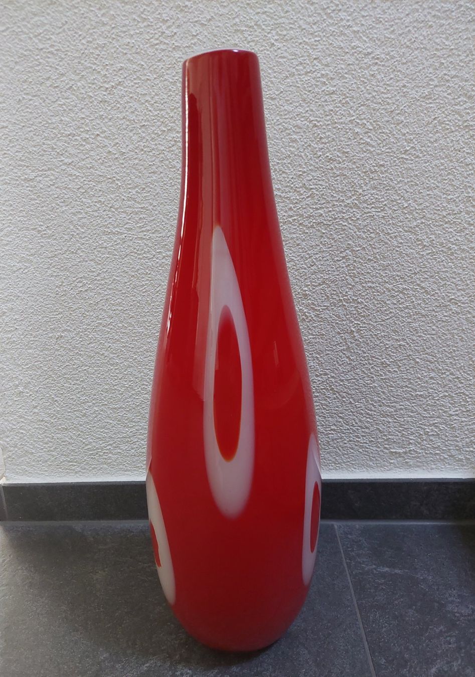 Murano Vasi & Recipienti: Grosse rote Muranovase mit Ringmuster, 70er – Usato da Subingen venduto da K7passt_immer