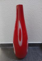 Grosse rote Muranovase mit Ringmuster, 70er