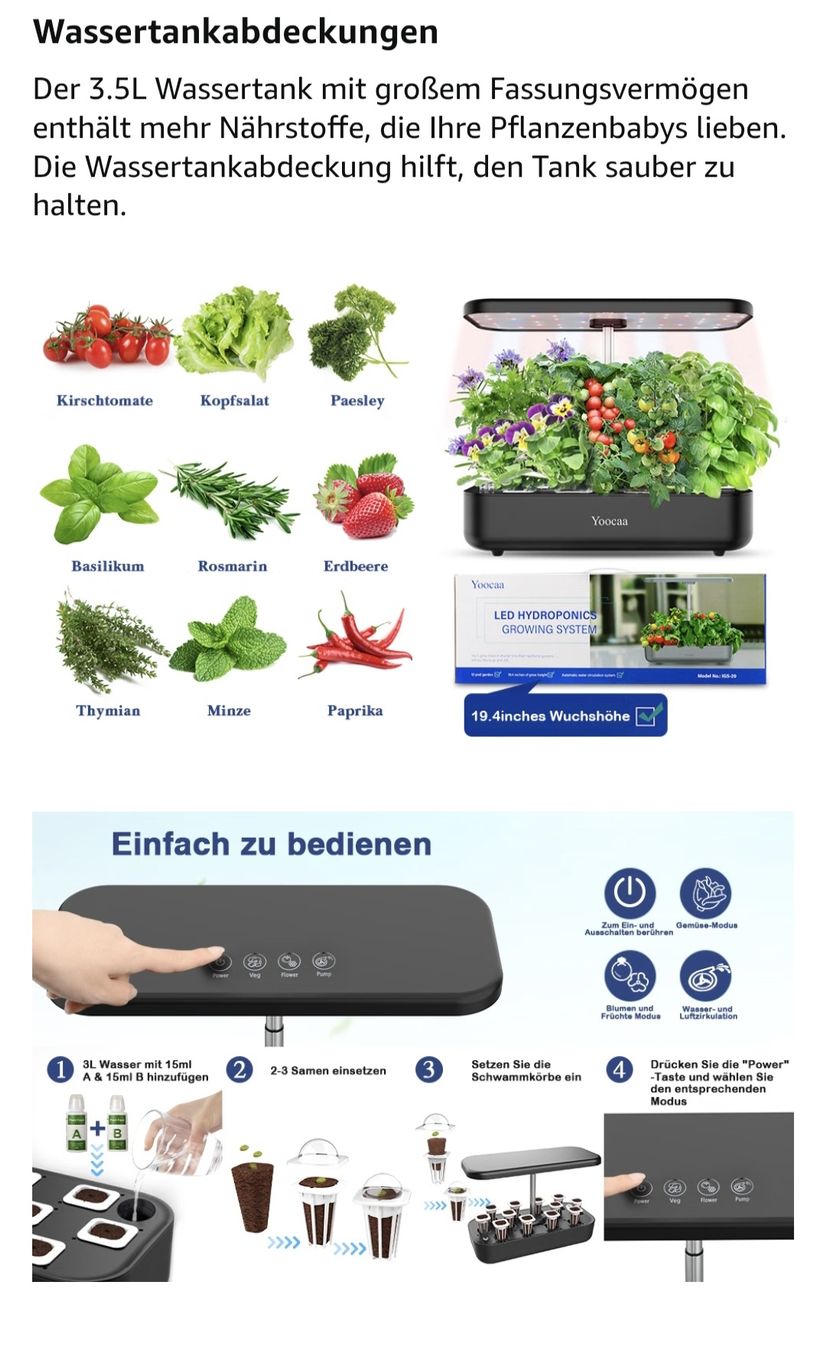 Altro: Yoocaa LED Hydroponisch Anzuchtsystem – Usato da Sempach venduto da bue_d27g 6