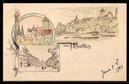 sign. M. Roggen: Murten, Strassenpartie 