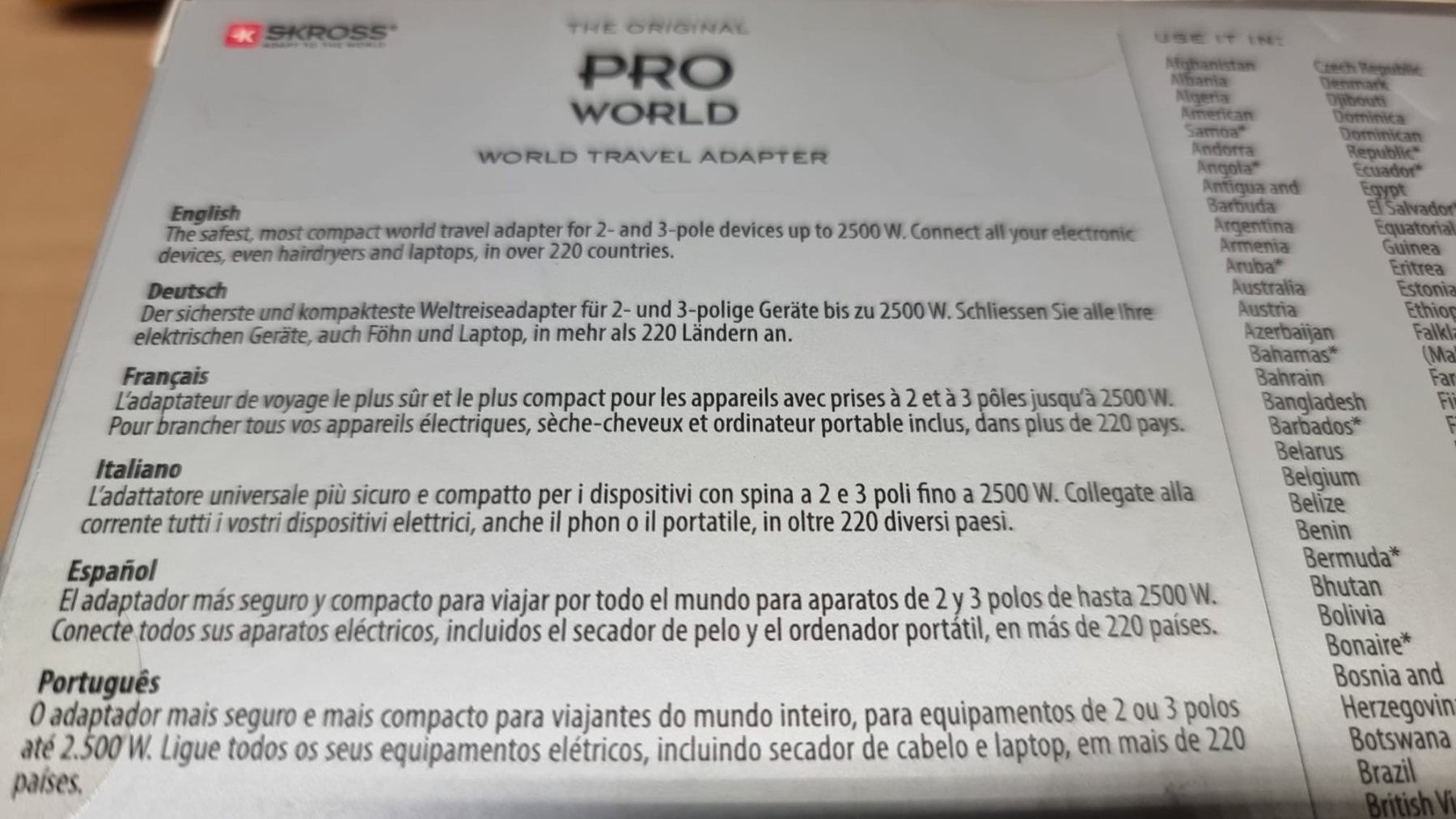 SKROSS Unità & Adattatore: Skross Pro World Weltadapter (25) – Nuovo (secondo la descrizione) da Heerbrugg venduto da ProBau-Liq 5